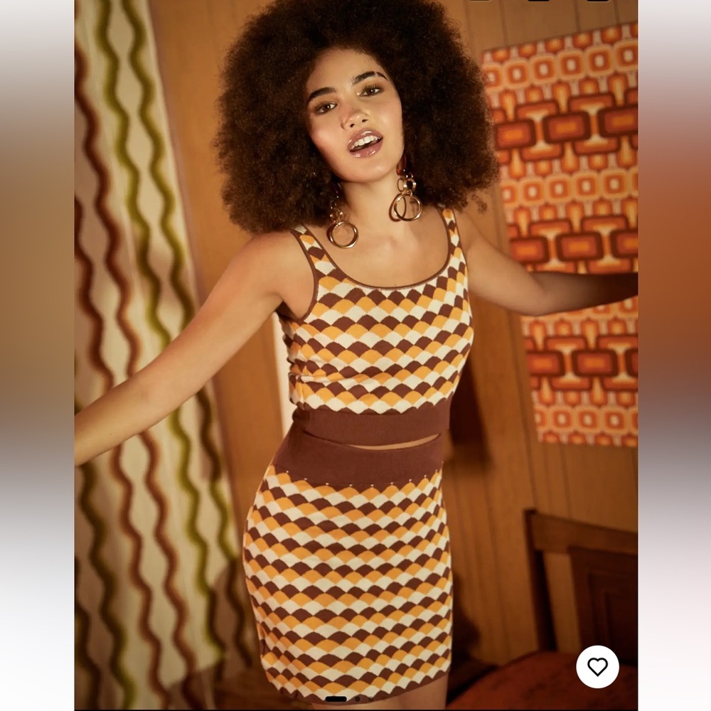 Adorable Retro Ribbed Knit Tank & Skirt Set, NWT! - Picture 2 of 16
